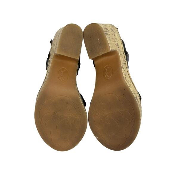 Born Concept BOC Wedge Cork Heel Black Strap Sandals size 10 - Picture 12 of 16